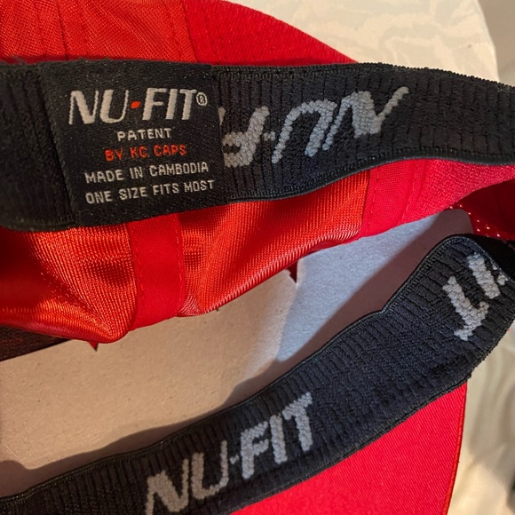 Nu-Fit Red Baseball Curved Satin Trimmed Visor hat - Picture 6 of 6